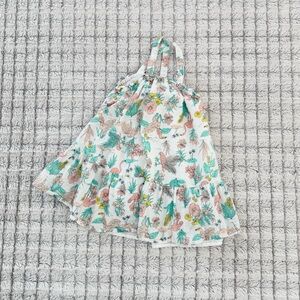 Joie Kids white tropical/floral/palm tree/flamingo cross back sleeveless dress